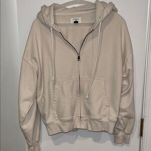 American Eagle Light Cream Full-Zip Hoodie